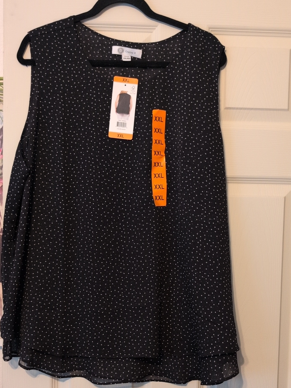 Croft & Barrow Black Polka Dot Sleeveless Blouse
